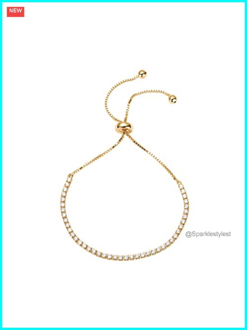 14K Gold Plated Adjustable CZ Tennis Bracelet for Women